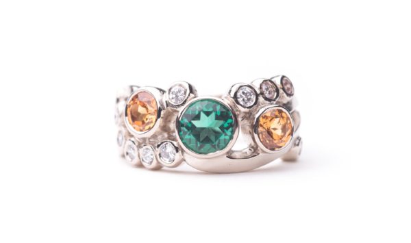 Emerald, Diamond Bubble Ring by Catherine Dining, CG Designs